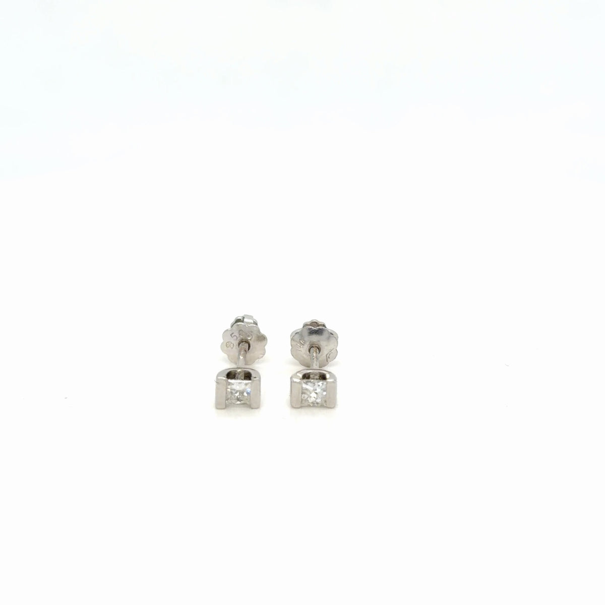 14K White Gold Princess Diamond Stud Earrings 0.20 Ctw F I1 (view 2)