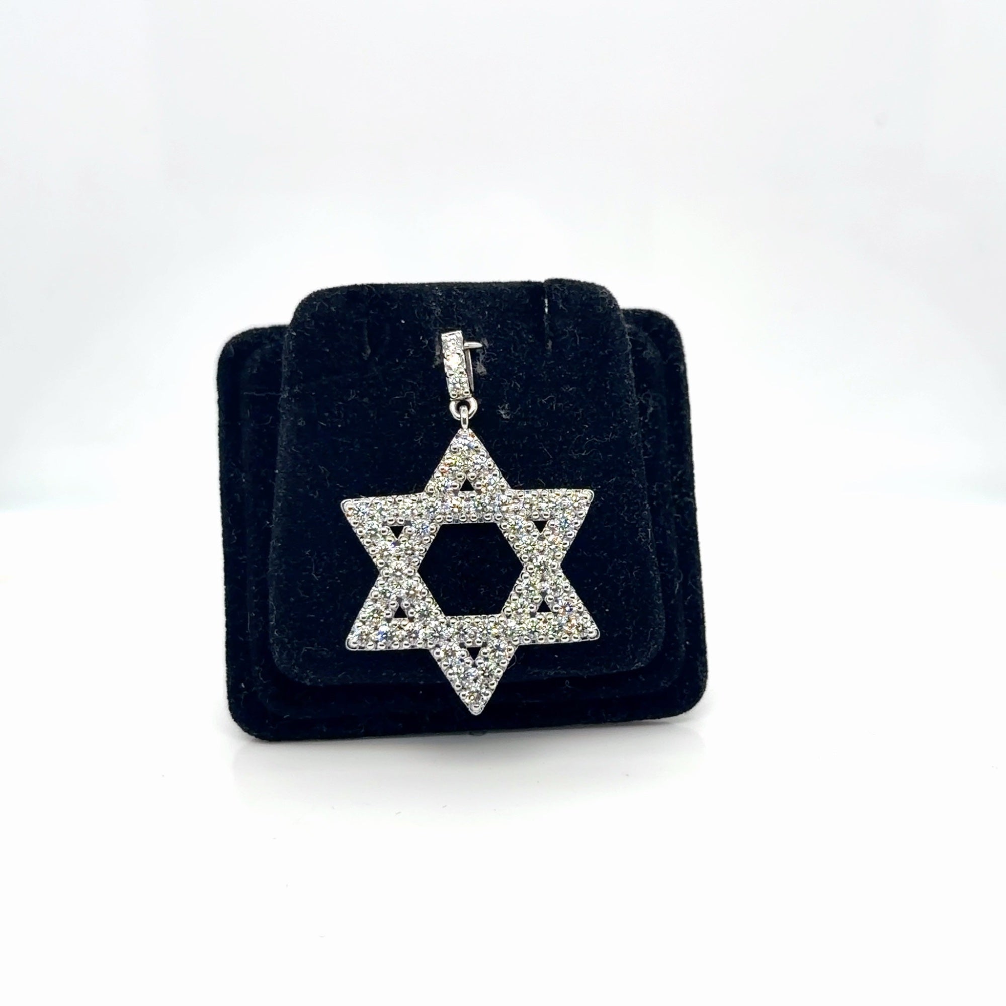 14K White Gold Diamond Star of David Pendant 2.25 Ctw Natural Round (view 2)