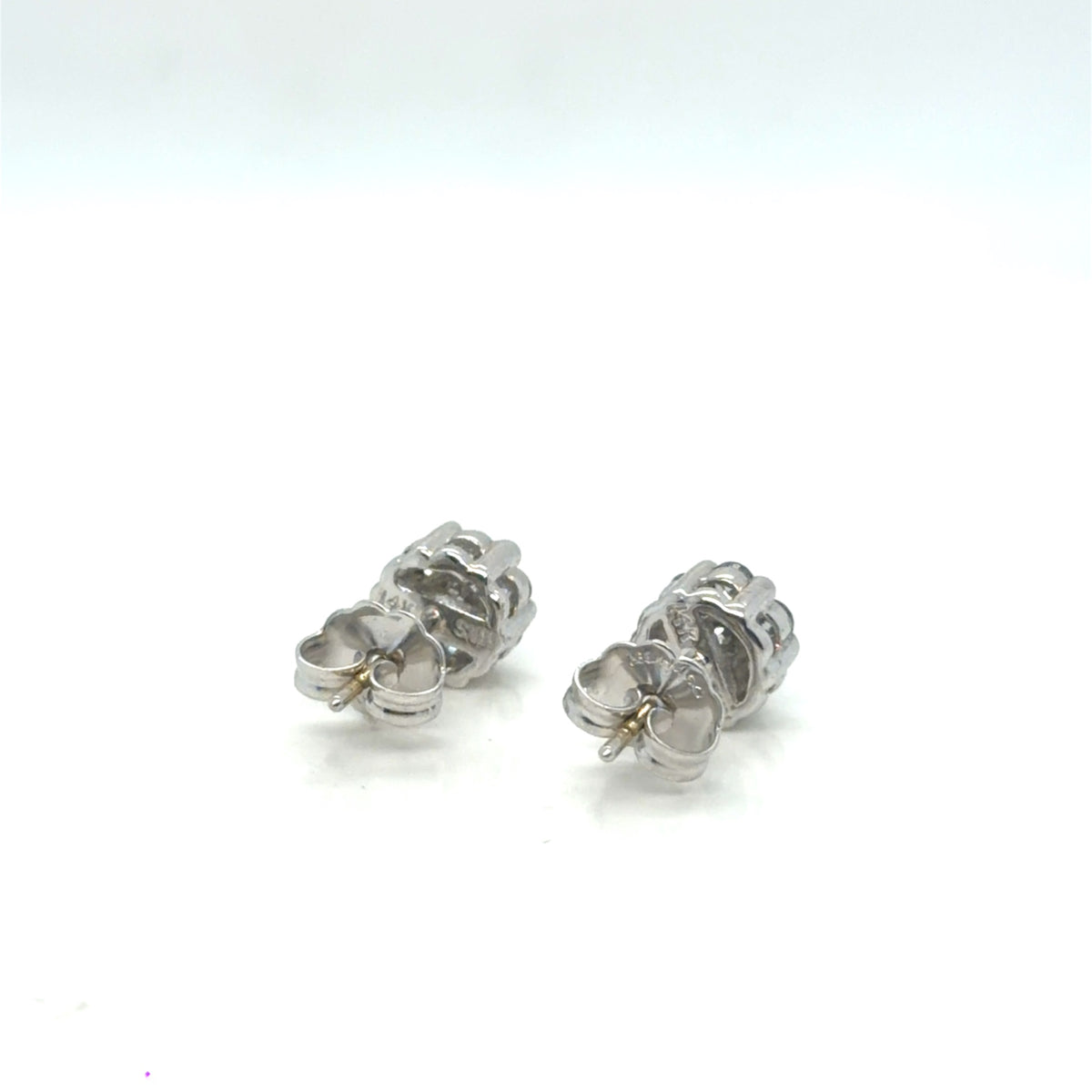 14K White Gold Natural Diamond Cluster Stud Earrings 0.53 ctw (view 4)