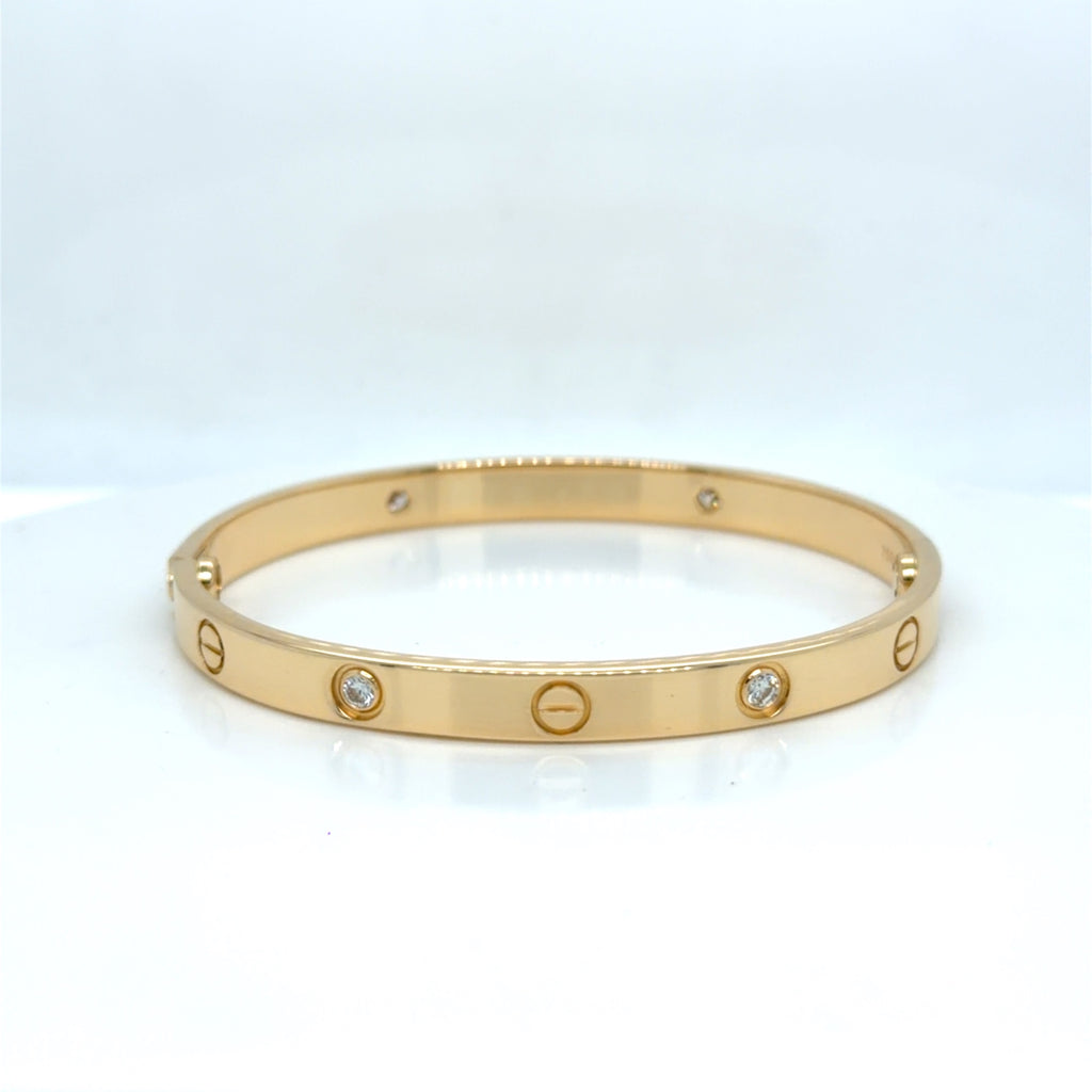 Cartier Love Bracelet 18k Yellow Gold 4 Diamond 0.48 ctw Size 18 (view 5)