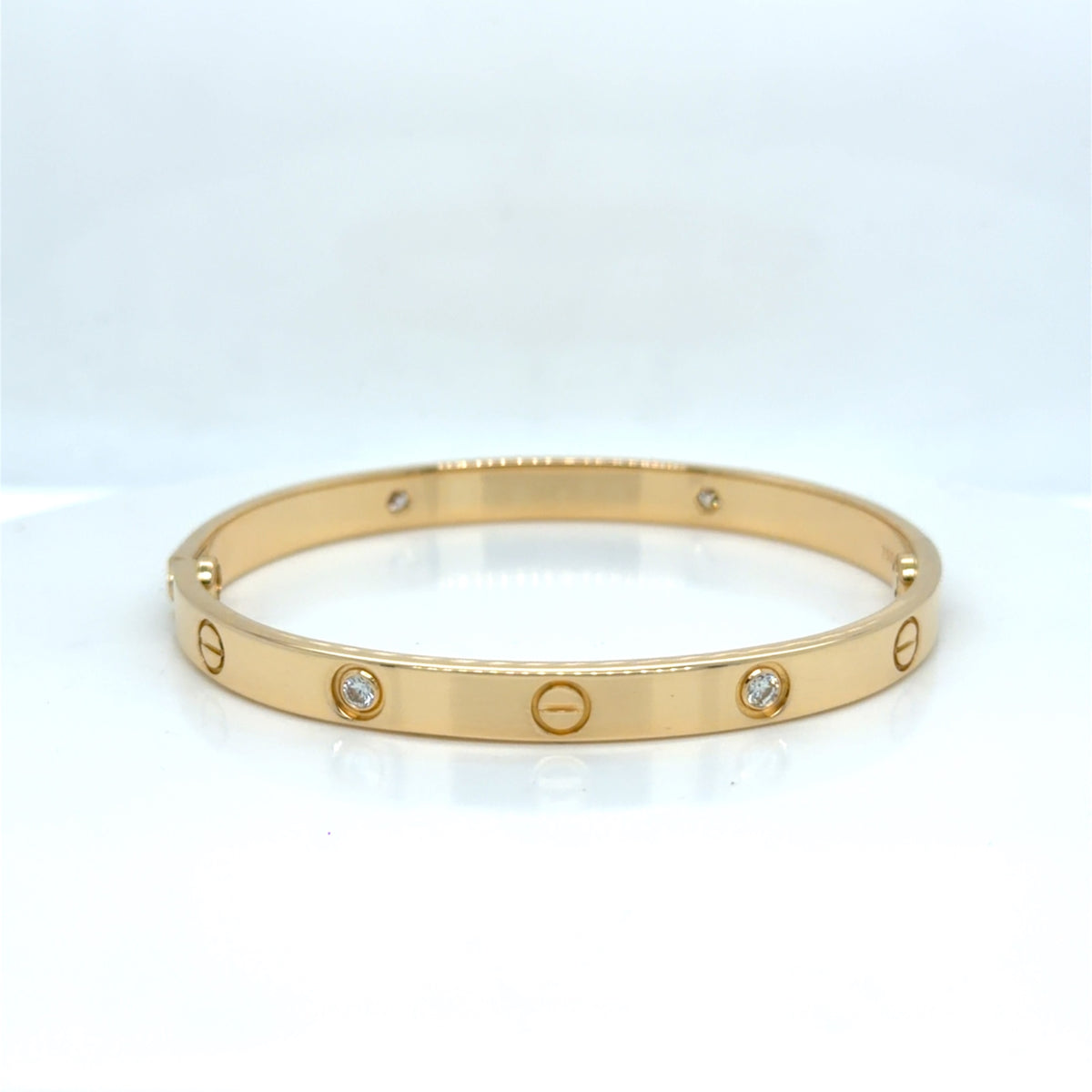 Cartier Love Bracelet 18k Yellow Gold 4 Diamond 0.48 ctw Size 18 (view 5)