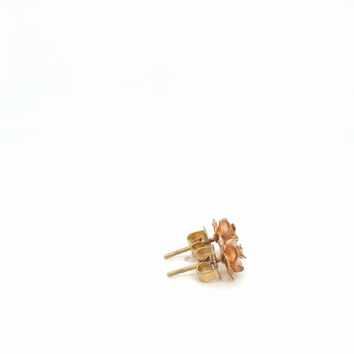 10k Two-Tone Gold Rose Flower Stud Earrings Yellow & Rose Gold (view 2)
