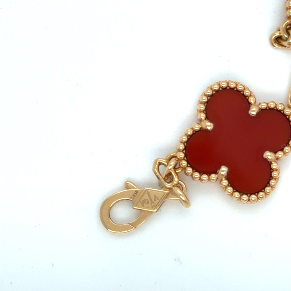 Van Cleef & Arpels Vintage Alhambra 5 Motif Bracelet 18K Rose Gold Carnelian (view 5)
