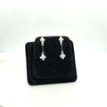 Diamond Drop Earrings 14K White Gold 0.20 Ctw Flower Dangle (view 1)