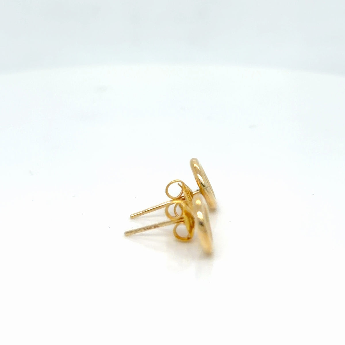 14K Yellow Gold Open Circle Stud Earrings, Minimalist Halo Design (view 3)