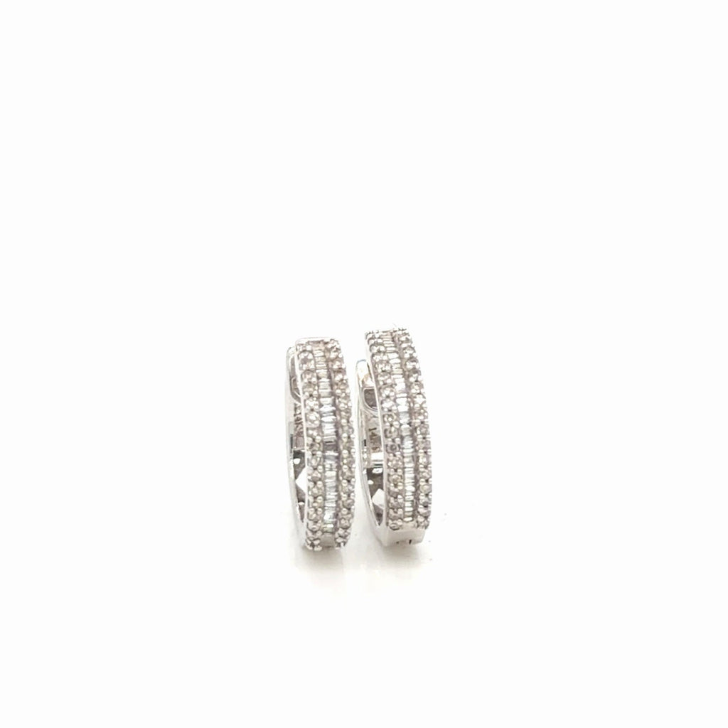 14K White Gold Natural Diamond Huggie Hoop Earrings 0.50 CTW I/I1 (view 1)