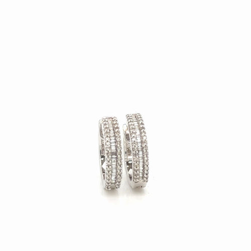 14K White Gold Natural Diamond Huggie Hoop Earrings 0.50 CTW I/I1 (view 1)