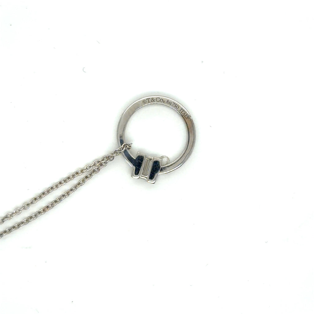 Tiffany & Co. 18K White Gold T Wire Circle Diamond Pendant Necklace 18" (view 4)