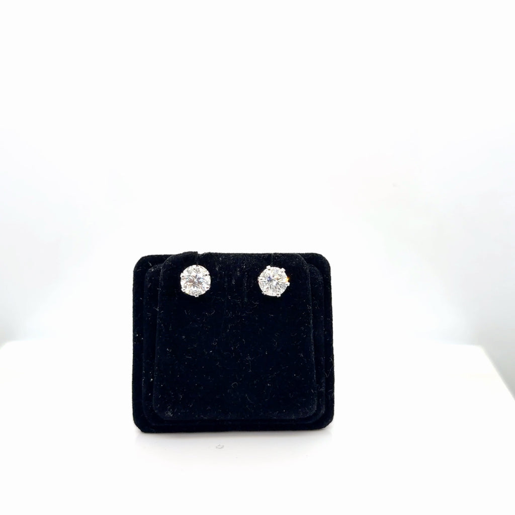 14k White Gold Natural Diamond Stud Earrings 2.44 ctw F I2 IGI GSI Certified (view 3)