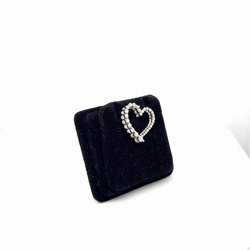 14k White Gold Natural Diamond Open Heart Pendant 0.25 ctw Round (view 2)