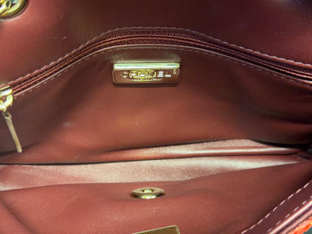 Chanel 23A Sunset Sequin Mini Flap Bag Multicolor Gold-Tone Hardware (view 10)