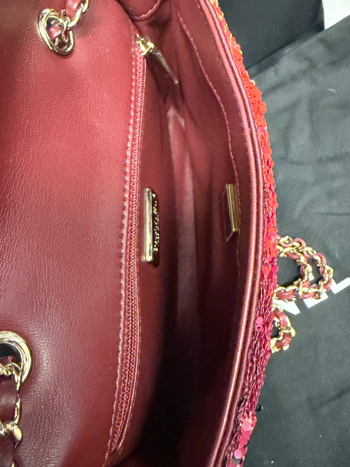 Chanel 23A Sunset Sequin Mini Flap Bag Multicolor Gold-Tone Hardware (view 9)