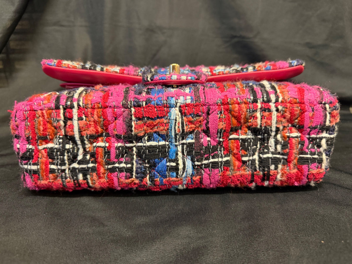 Chanel Fantasy Tweed Medium Double Flap Shoulder Bag Multicolor Gold (view 6)