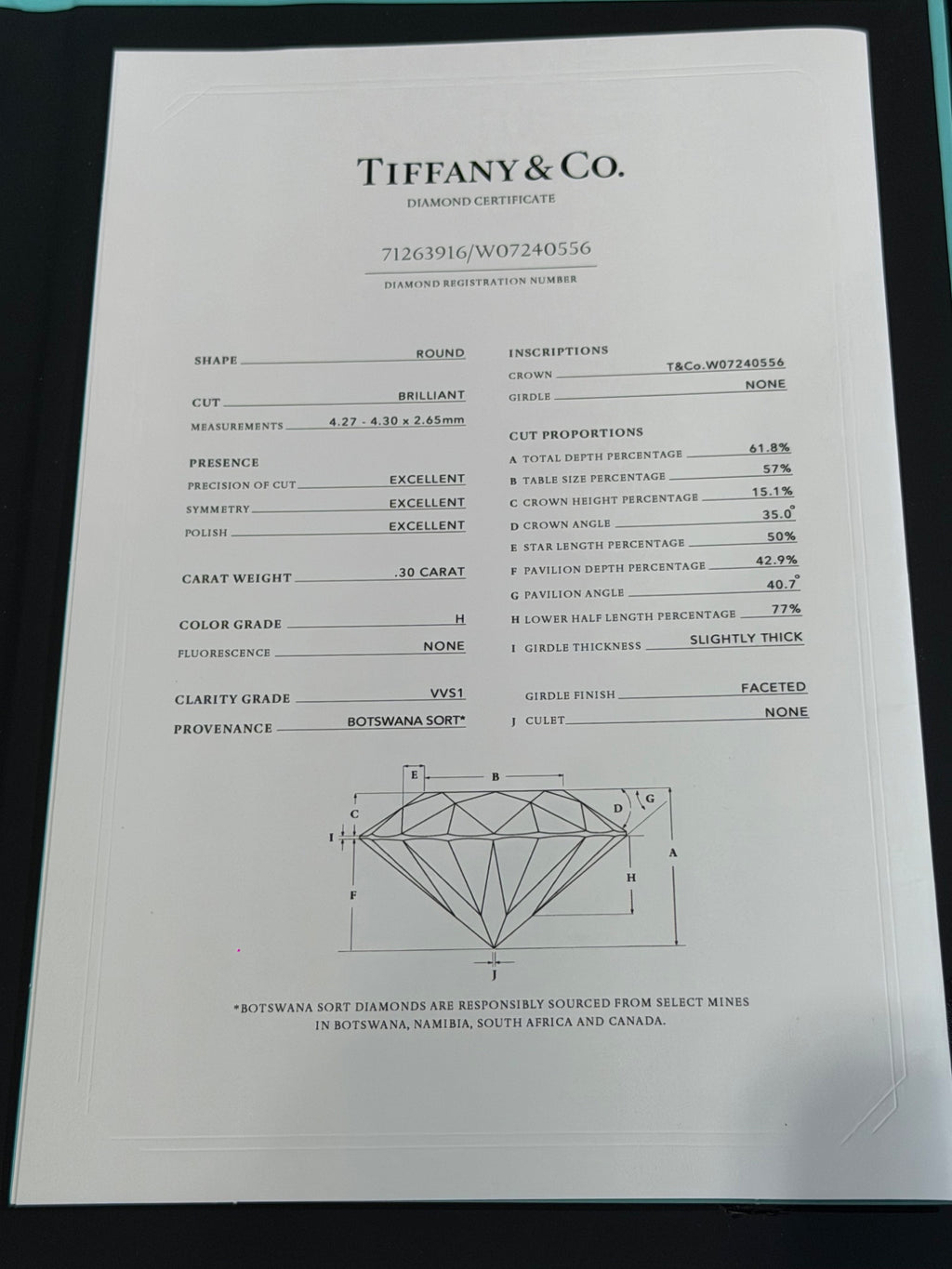 Tiffany & Co. Platinum Diamond Stud Earrings 0.60 ctw H VVS Certified (view 5)