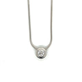 14k White Gold Diamond Bezel Slider Pendant Necklace 0.30 Ct G VS 16 In