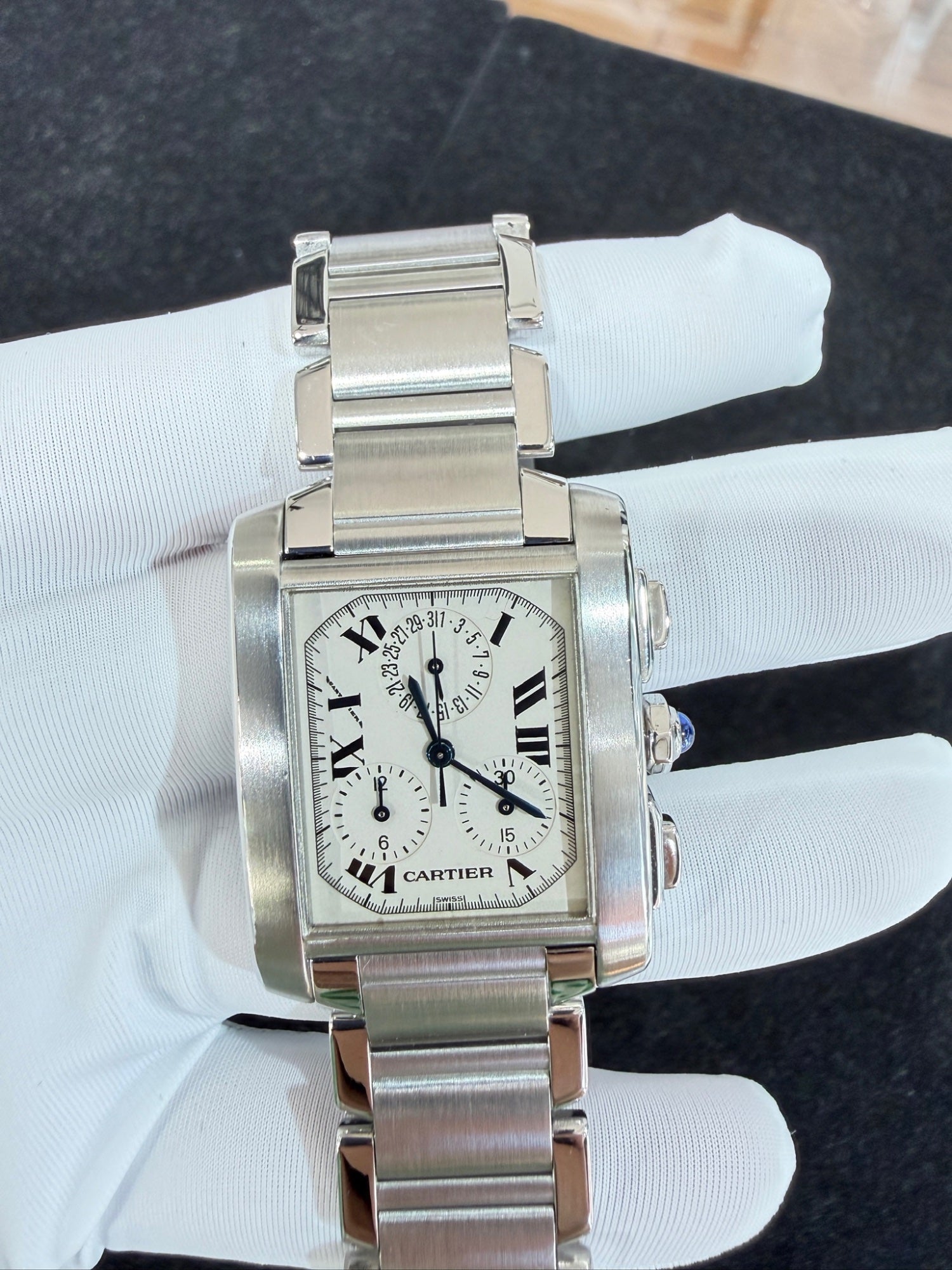 Cartier Tank Francaise Chronograph Steel & White Gold 28mm Ref. 2303