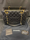 Chanel Grand Shopping Tote Black Caviar Leather Gold-Tone Hardware GST