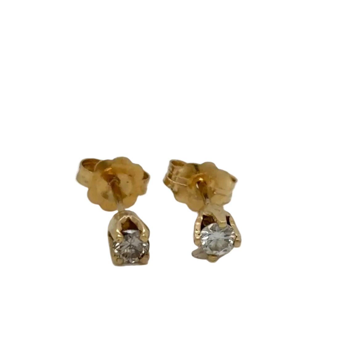 14K Yellow Gold Natural Diamond Stud Earrings 0.16 ctw Round Solitaire