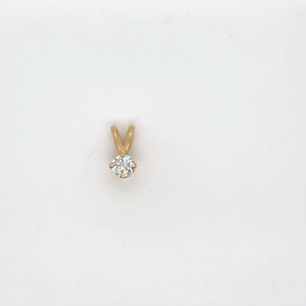 14K Yellow Gold Diamond Solitaire Pendant 0.24 Ctw Natural Round G SI (view 3)