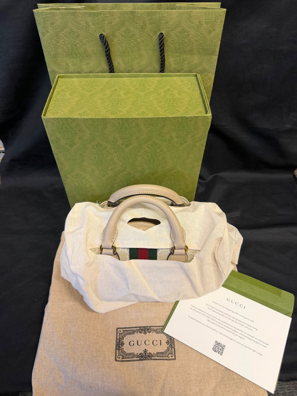 Gucci Ophidia Mini Bag GG Supreme Canvas Beige Web Crossbody (view 17)