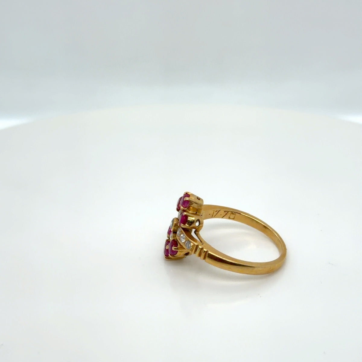 18K Yellow Gold Ruby Diamond Cocktail Ring, 0.52 ctw, Size 6.25 (view 3)