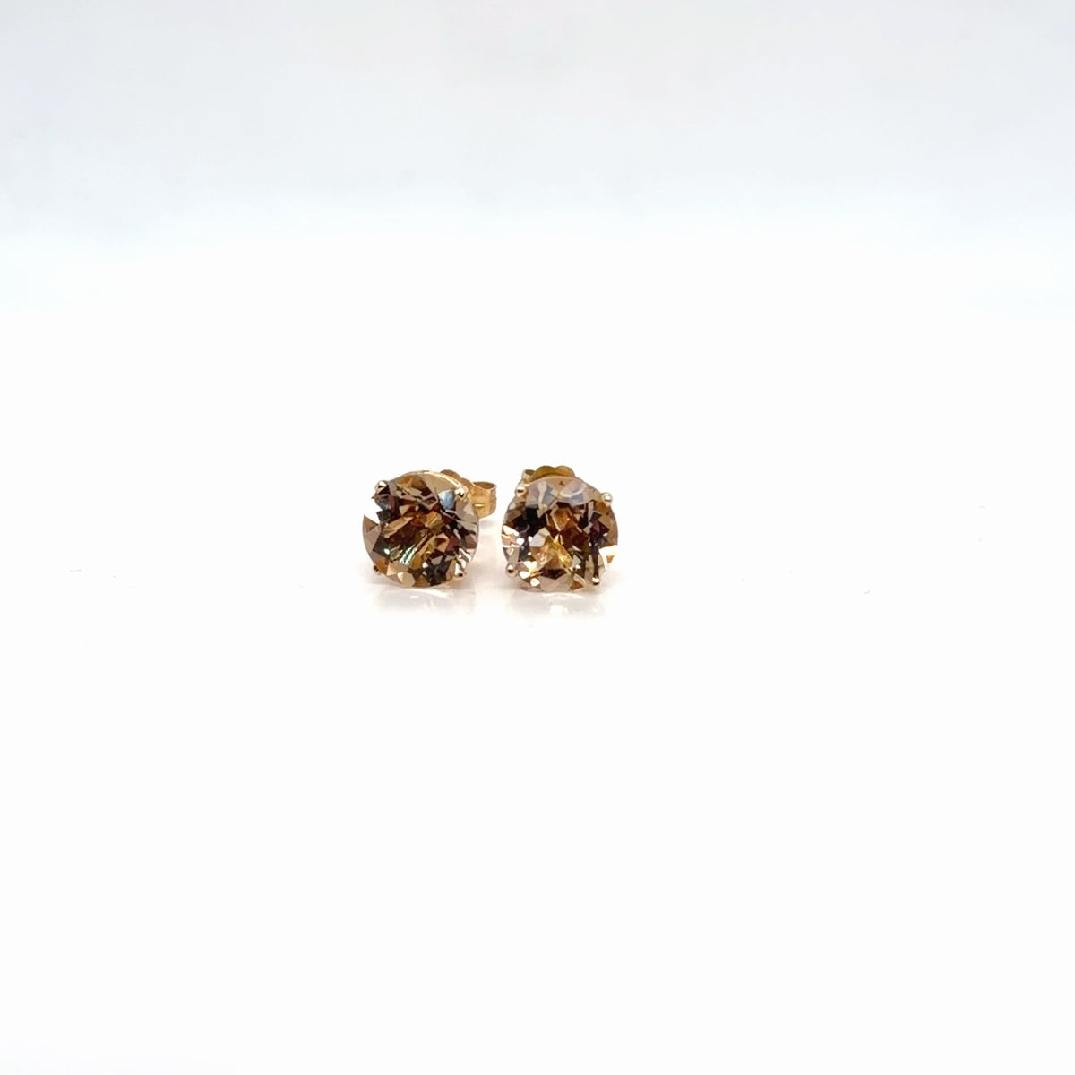 14K Yellow Gold Round Citrine Solitaire Stud Earrings, 1.39g (view 5)