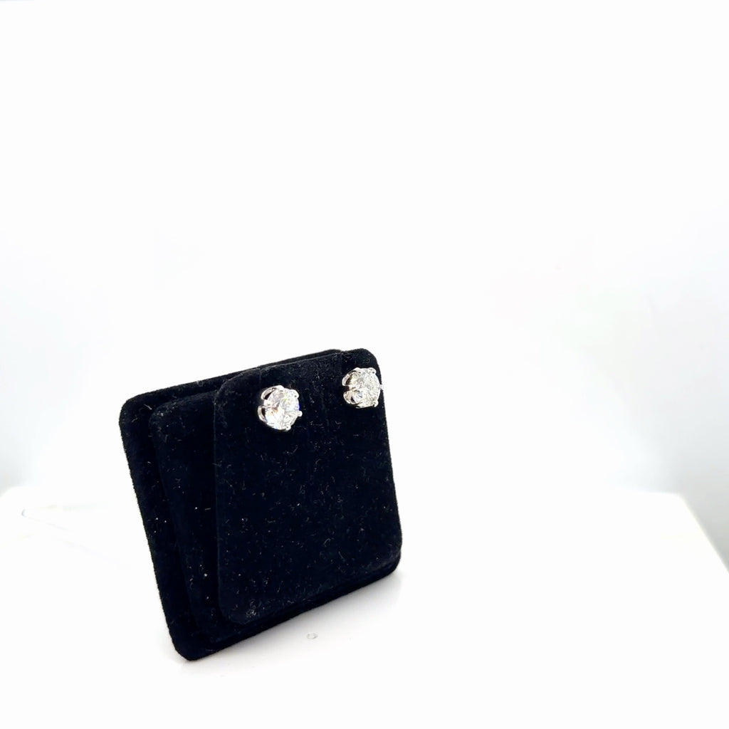 14k White Gold Natural Diamond Stud Earrings 2.44 ctw F I2 IGI GSI Certified (view 4)