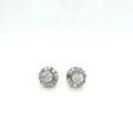 Diamond Halo Stud Earrings 18K White Gold 1.51 ctw Round Baguette (view 1)