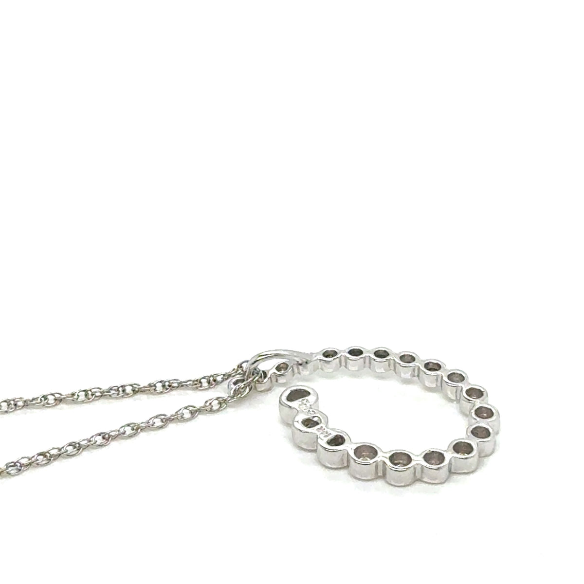 14k White Gold Diamond Teardrop Pendant Necklace 0.50 ctw Bezel Set 18" (view 5)