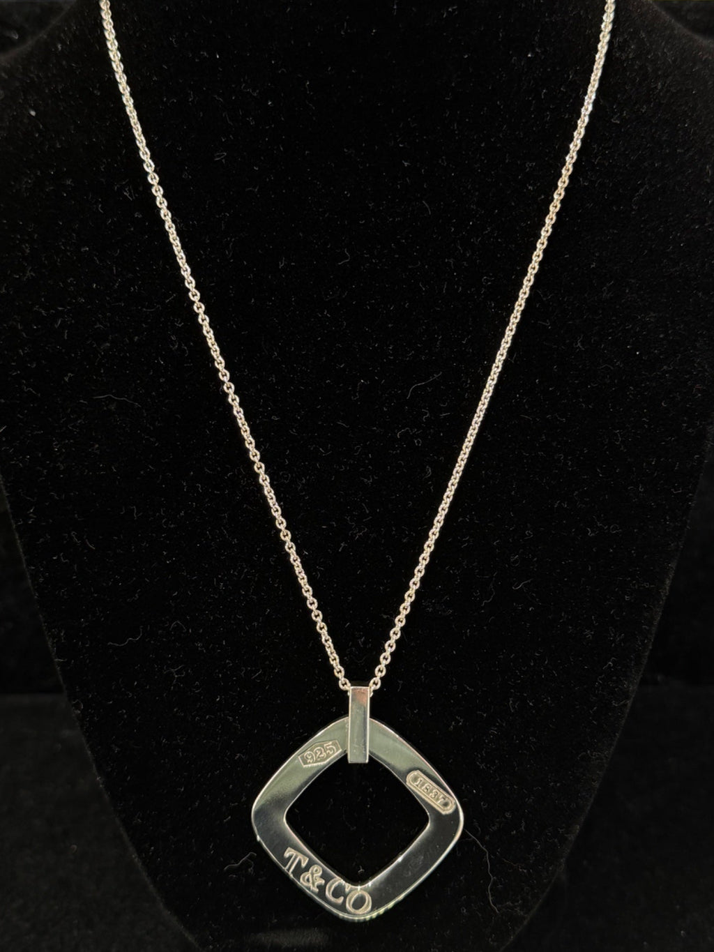 Tiffany & Co. Sterling Silver 1837 Open Square Pendant Necklace 18 in (view 6)