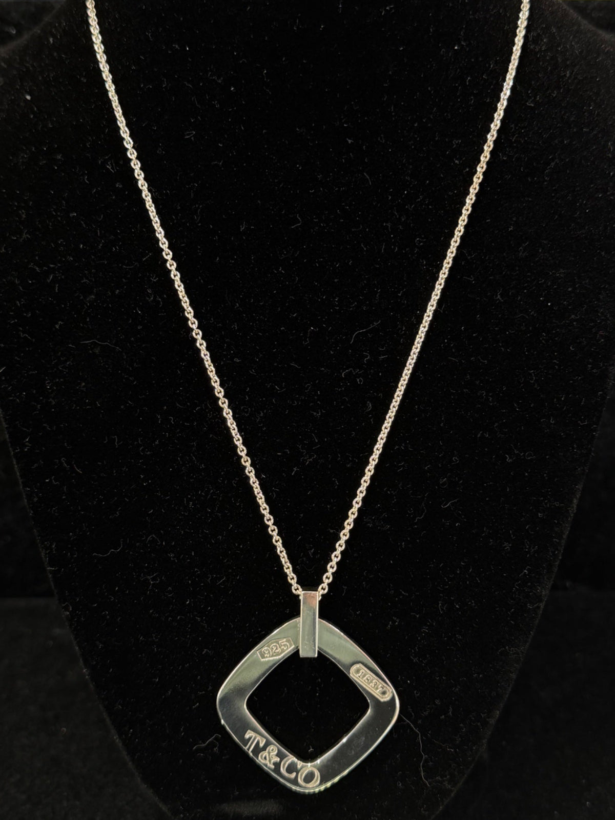 Tiffany & Co. Sterling Silver 1837 Open Square Pendant Necklace 18 in (view 6)