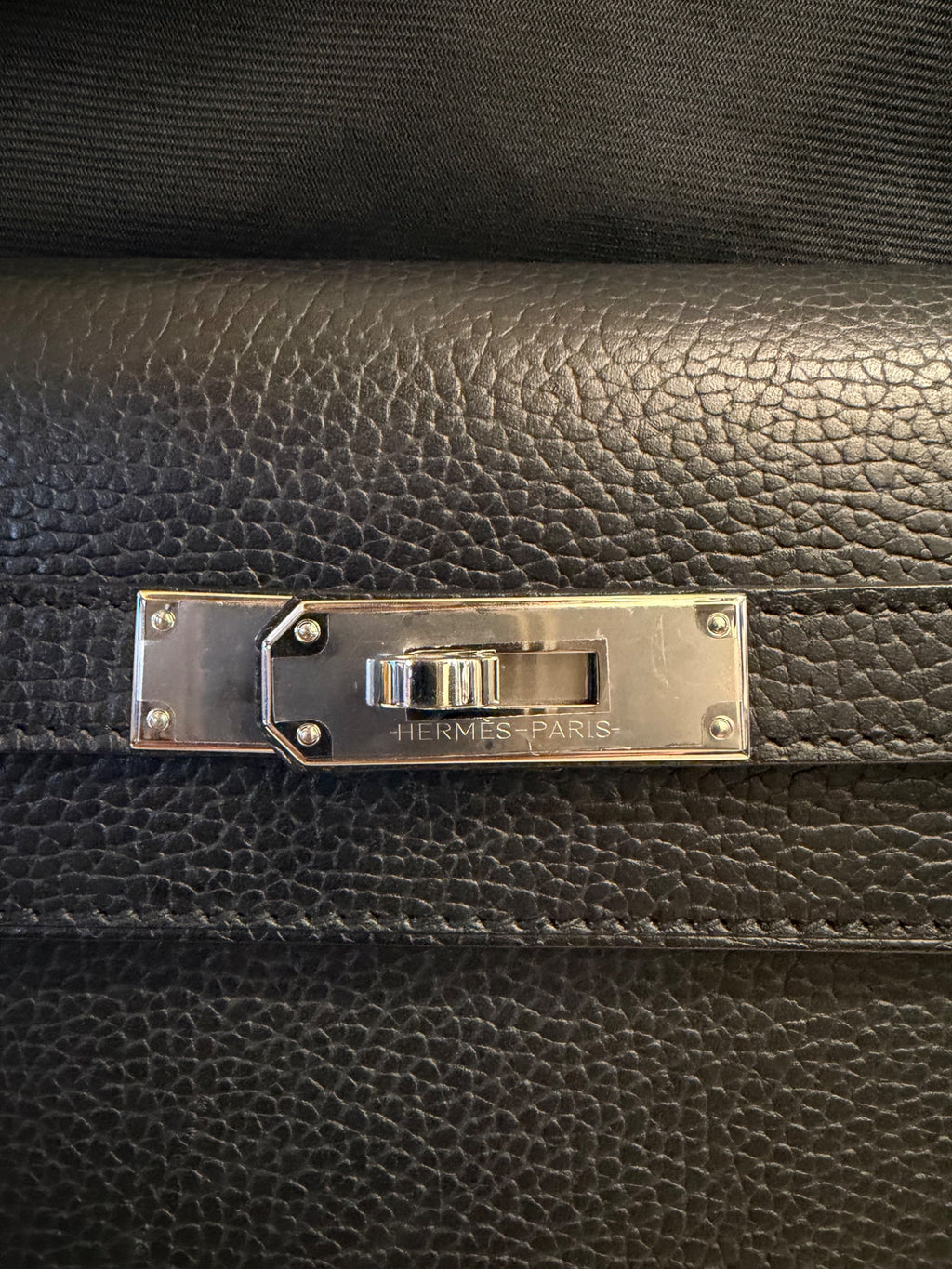 Hermès Kelly Depeches 25 Black Leather Palladium Hardware Clutch Bag (view 7)