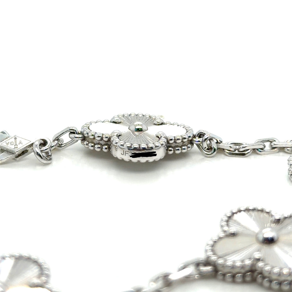 Van Cleef & Arpels Vintage Alhambra 5 Motifs Bracelet 18K White Gold (view 3)