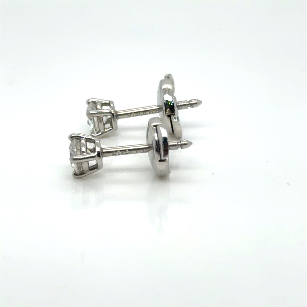 Tiffany & Co. Platinum Diamond Stud Earrings 0.60 ctw H VVS Certified (view 11)