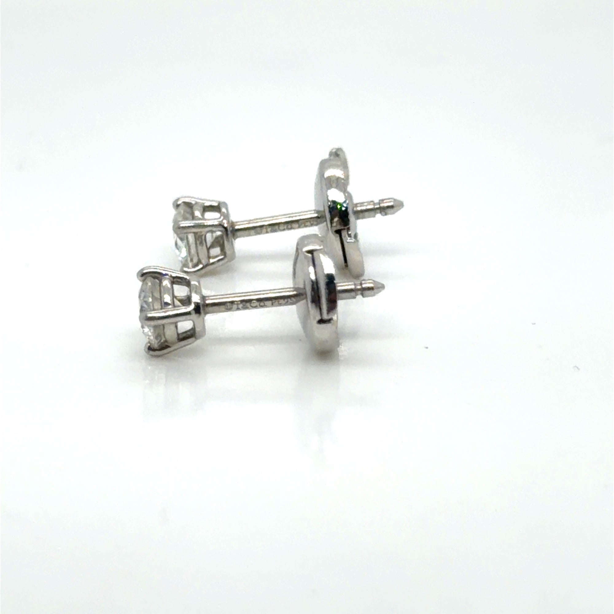 Tiffany & Co. Platinum Diamond Stud Earrings 0.60 ctw H VVS Certified (view 11)