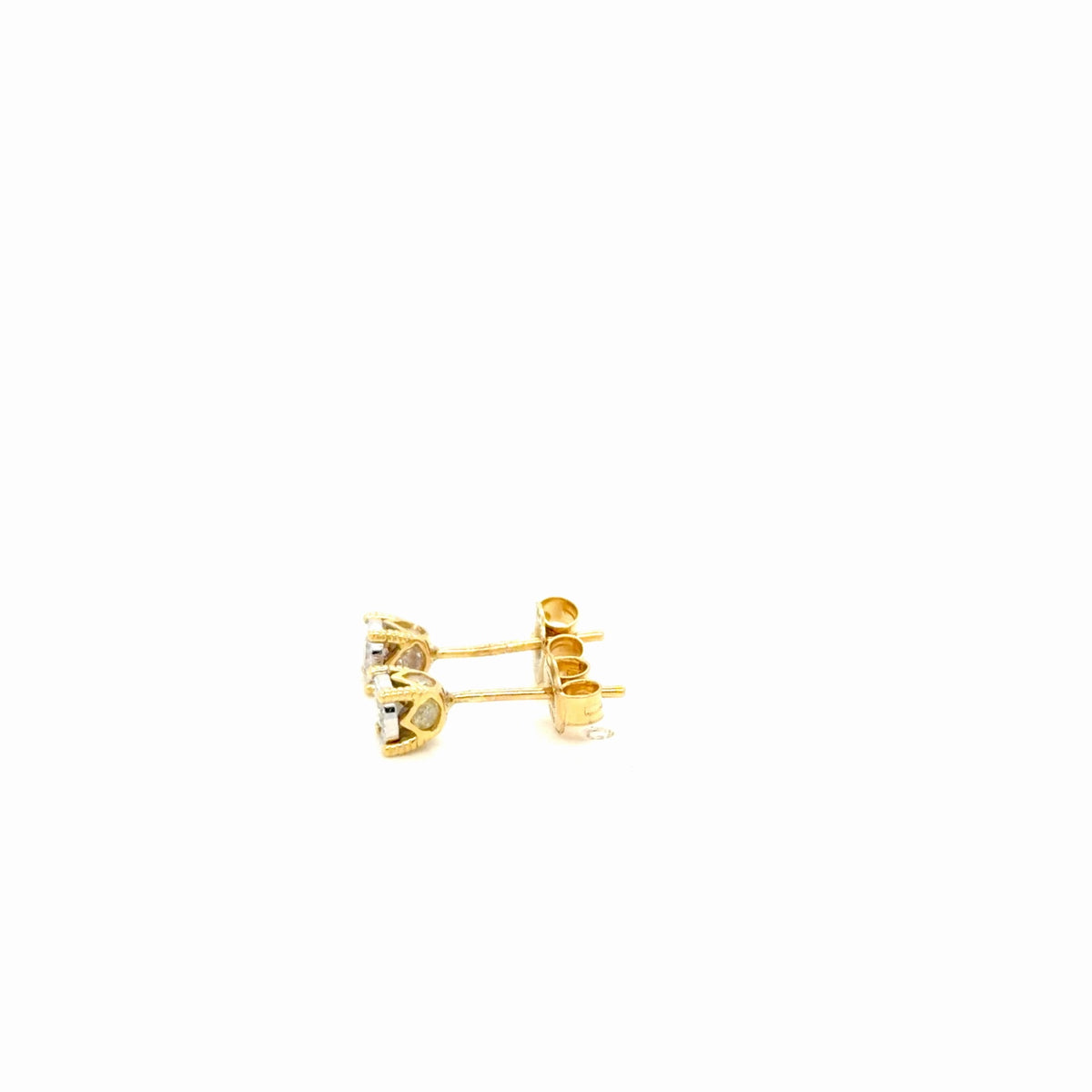 14K Yellow Gold Natural Diamond Stud Earrings 0.38 CTW Round J/I1 (view 4)