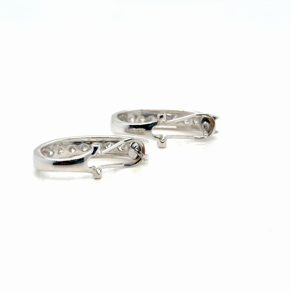 10K White Gold Diamond Hoop Earrings 1.00 ctw G SI Channel Set (view 4)