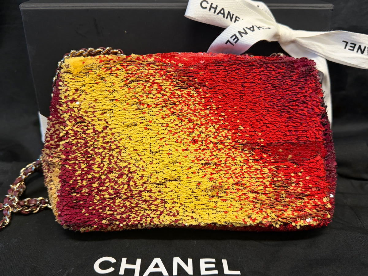 Chanel 23A Sunset Sequin Mini Flap Bag Multicolor Gold-Tone Hardware (view 4)