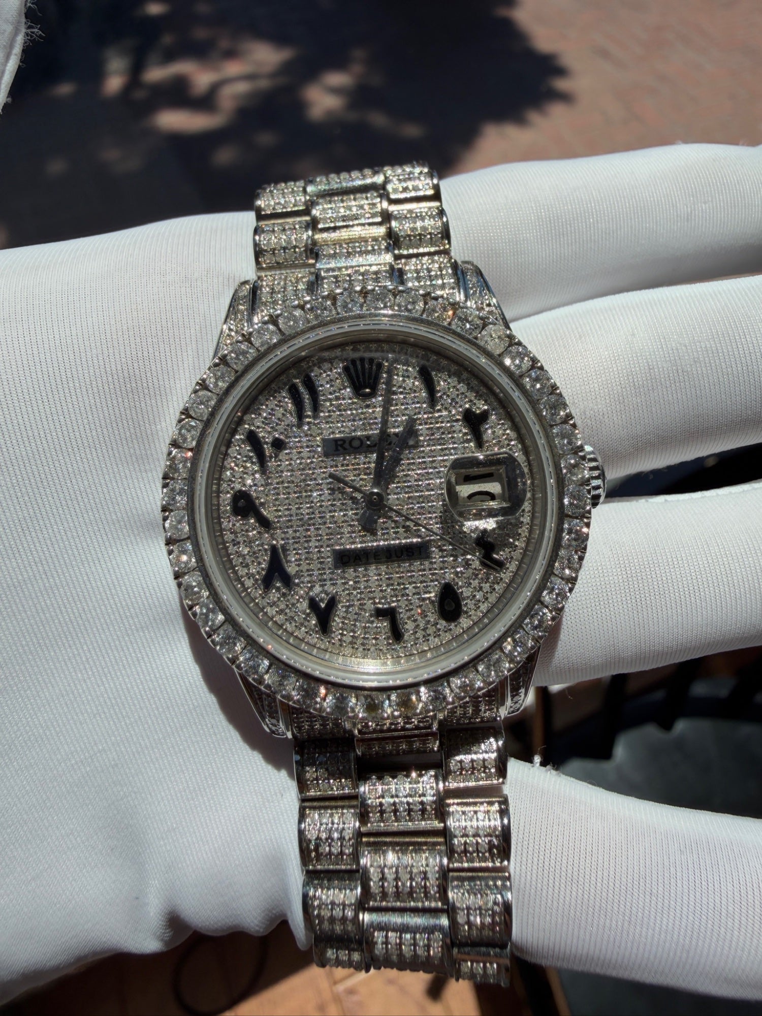 Rolex Datejust 36 Ref. 1600 Steel Aftermarket Diamond Pave Dial & Bezel