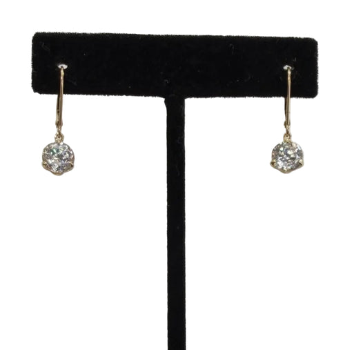 14K Yellow Gold Cubic Zirconia Leverback Dangle Earrings, 2.29g (view 3)