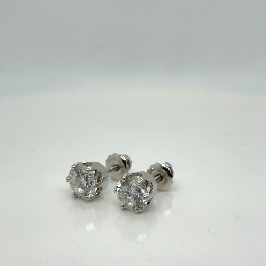14k White Gold Natural Diamond Stud Earrings 2.44 ctw F I2 IGI GSI Certified (view 6)