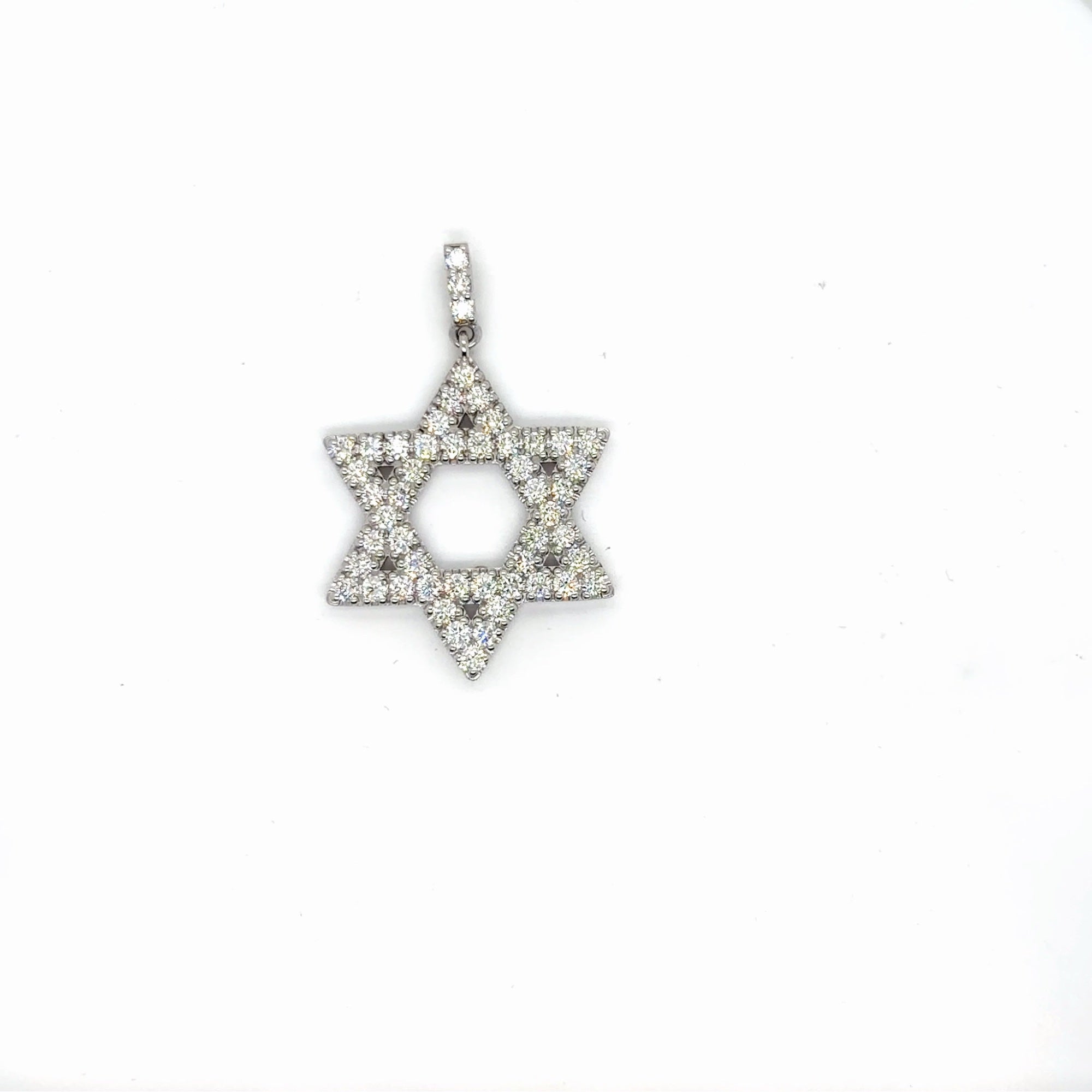 14K White Gold Diamond Star of David Pendant 2.25 Ctw Natural Round (view 3)