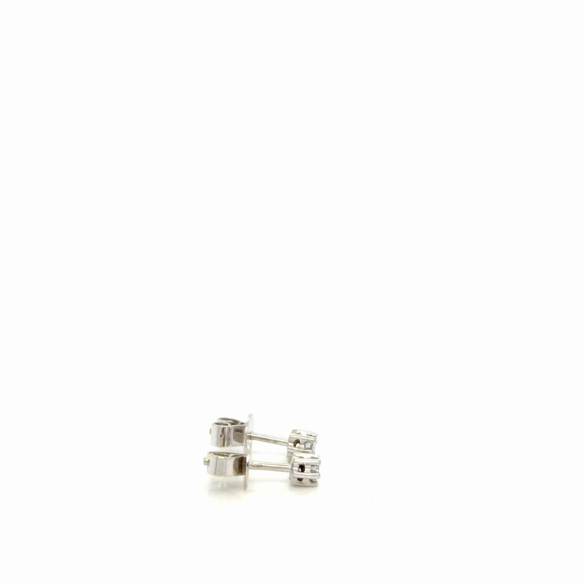 14k White Gold Natural Diamond Stud Earrings 0.14 ctw Round Solitaire G VS (view 2)