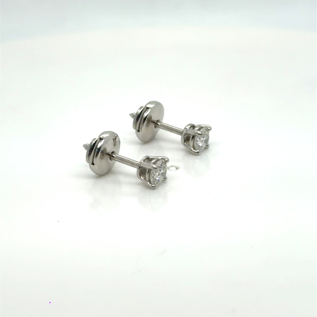 Tiffany & Co. Platinum Diamond Stud Earrings 0.60 ctw H VVS Certified (view 6)