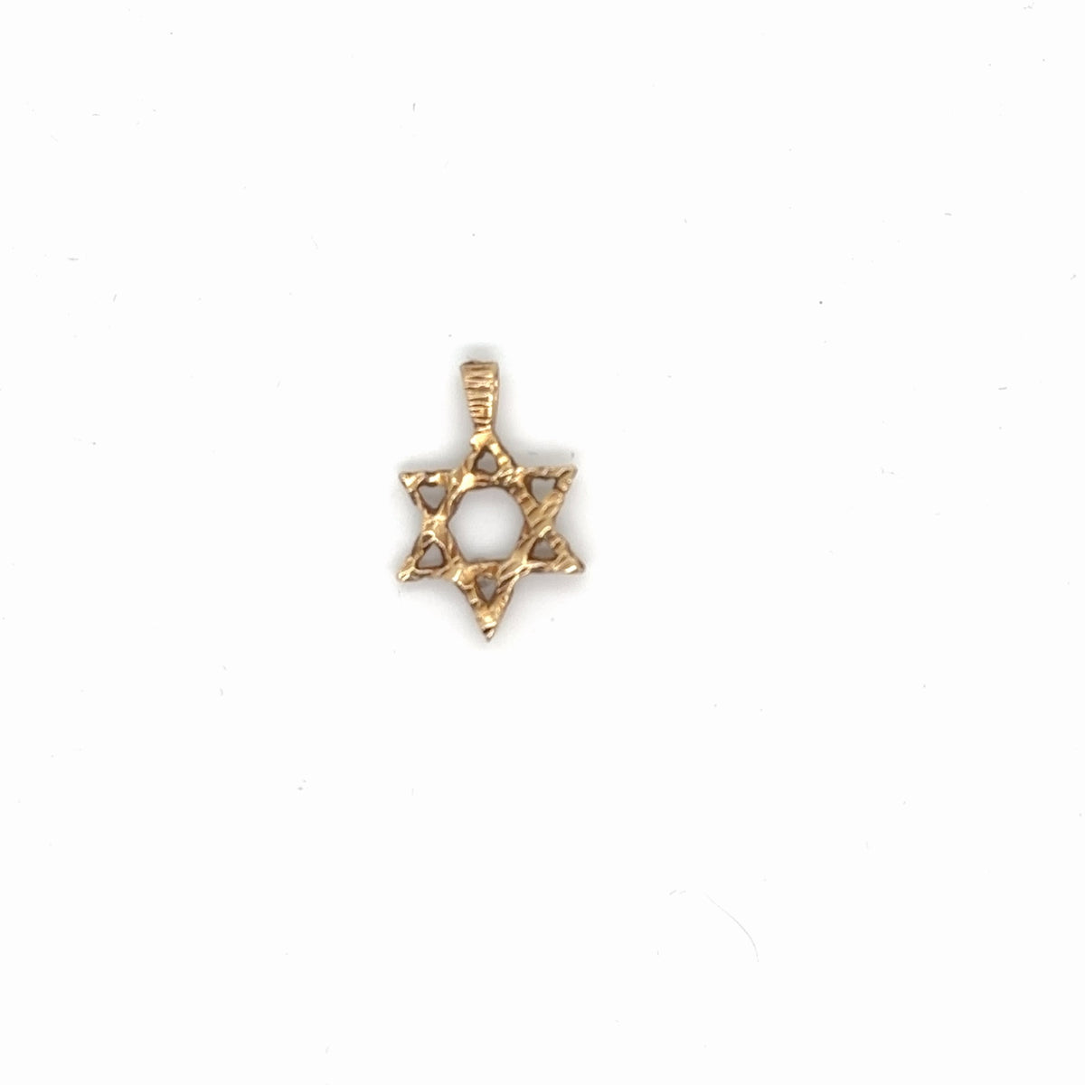 14K Yellow Gold Star of David Pendant, Textured Open-Work, 1.07g (view 3)