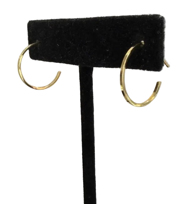 14k Yellow Gold Thin Hoop Earrings with Post Back, 1.03g (view 4)