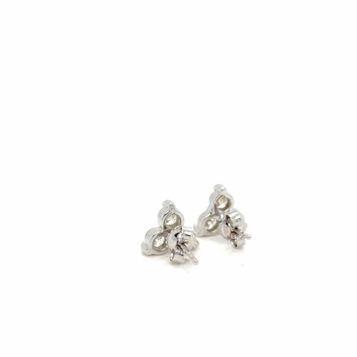 14K White Gold Natural Diamond Trio Cluster Stud Earrings 0.90 ctw (view 3)