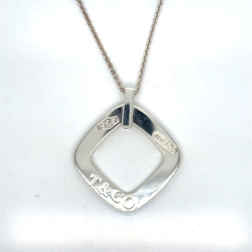 Tiffany & Co. Sterling Silver 1837 Open Square Pendant Necklace 18 in (view 1)