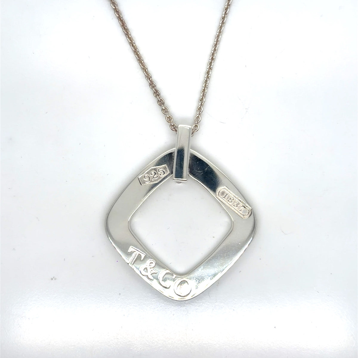 Tiffany & Co. Sterling Silver 1837 Open Square Pendant Necklace 18 in (view 1)