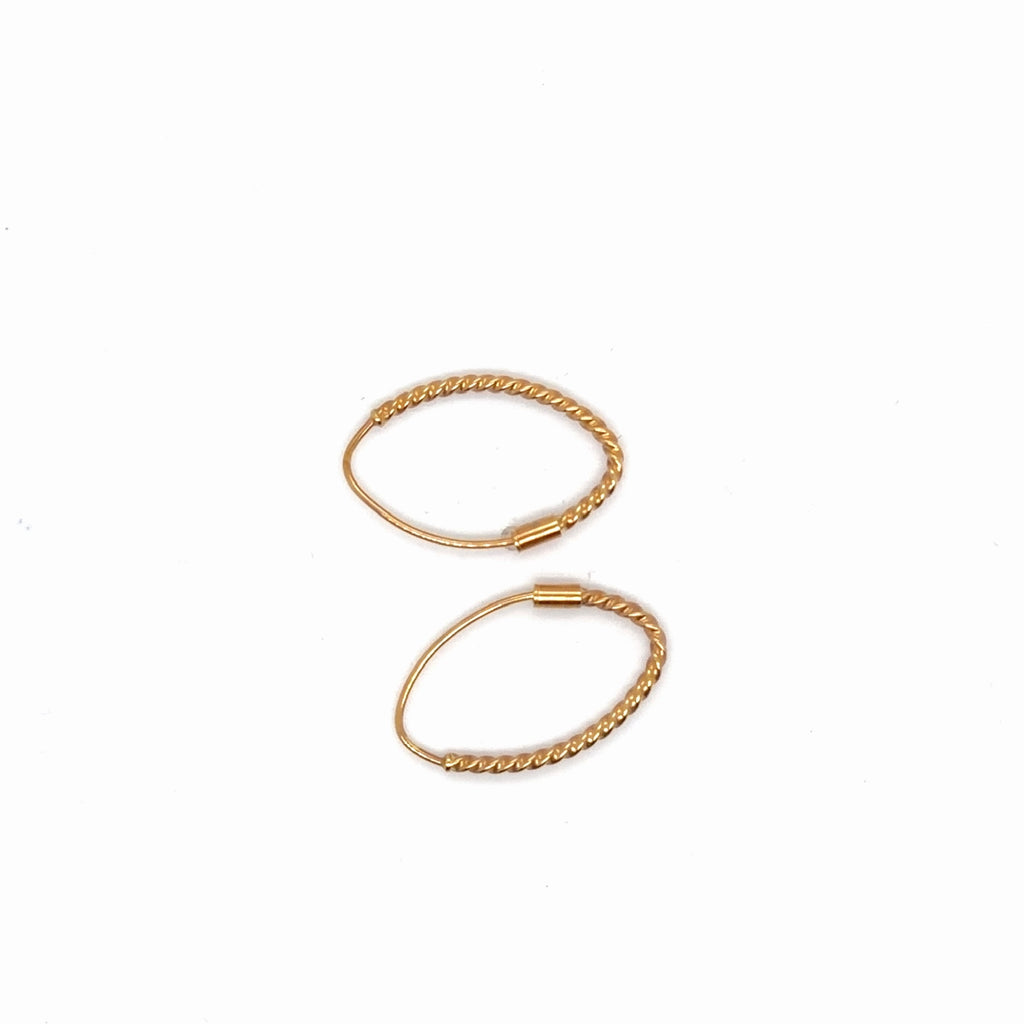 14K Yellow Gold Twisted Rope Hoop Earrings, Sleeper Style (view 3)